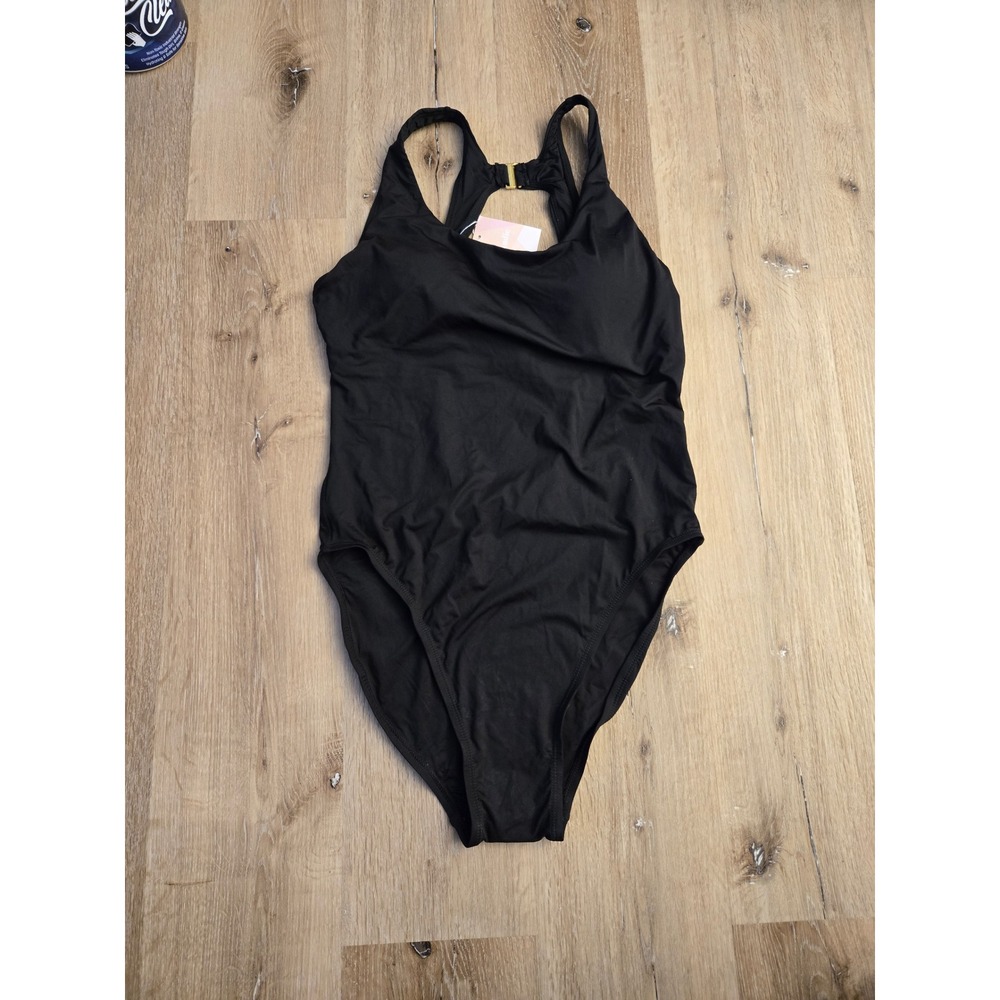 Andie Swim Catalina One Piece Swimsuit Black Racerback Gold Clasp 19A0CAT XXL